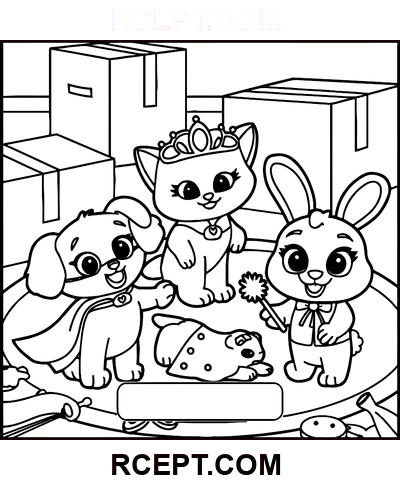 Yaratıcılık İçin Kabarık Arkadaşlar boyama sayfası