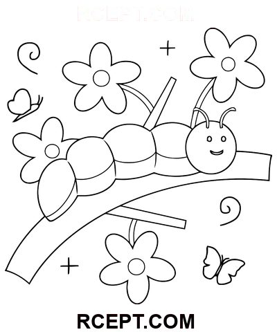 Caterpillar Eskiz Çizimi boyama sayfası